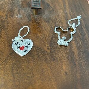 Disney Silver Heart and Mickey Outline Charm Set with Red Accent